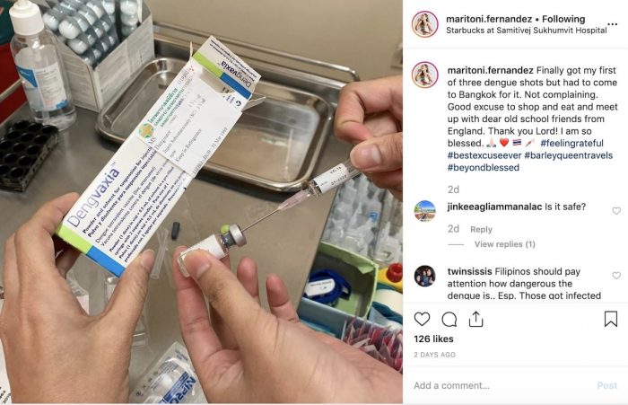 Maritoni Fernandez had to go to Thailand for Dengvaxia vaccine