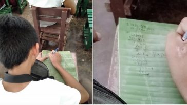 Student In The Philippines Makes Use Of Banana Leaves As His Notebook