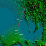 Relief map of Metro Manila and nearby provinces showing the surface traces of the West and East Valley Faults by Ervin Mallicdem via Wikimedia cc