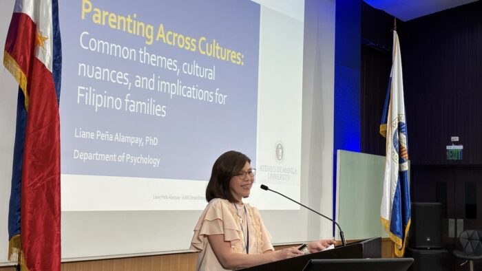 Ateneo de Manila University psychologist Dr. Liane Peña Alampay highlighted key findings from the Parenting Across Cultures research project, which tracked 4,500 families across nine countries for fifteen years. PHOTO: OAVP-RCWI