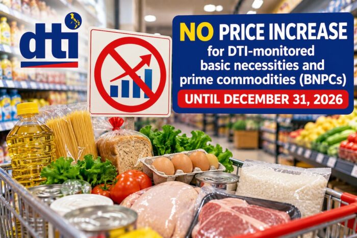 No price increase for DTI-monitored basic necessities and prime commodities (BNPCs) until December 31, 2026